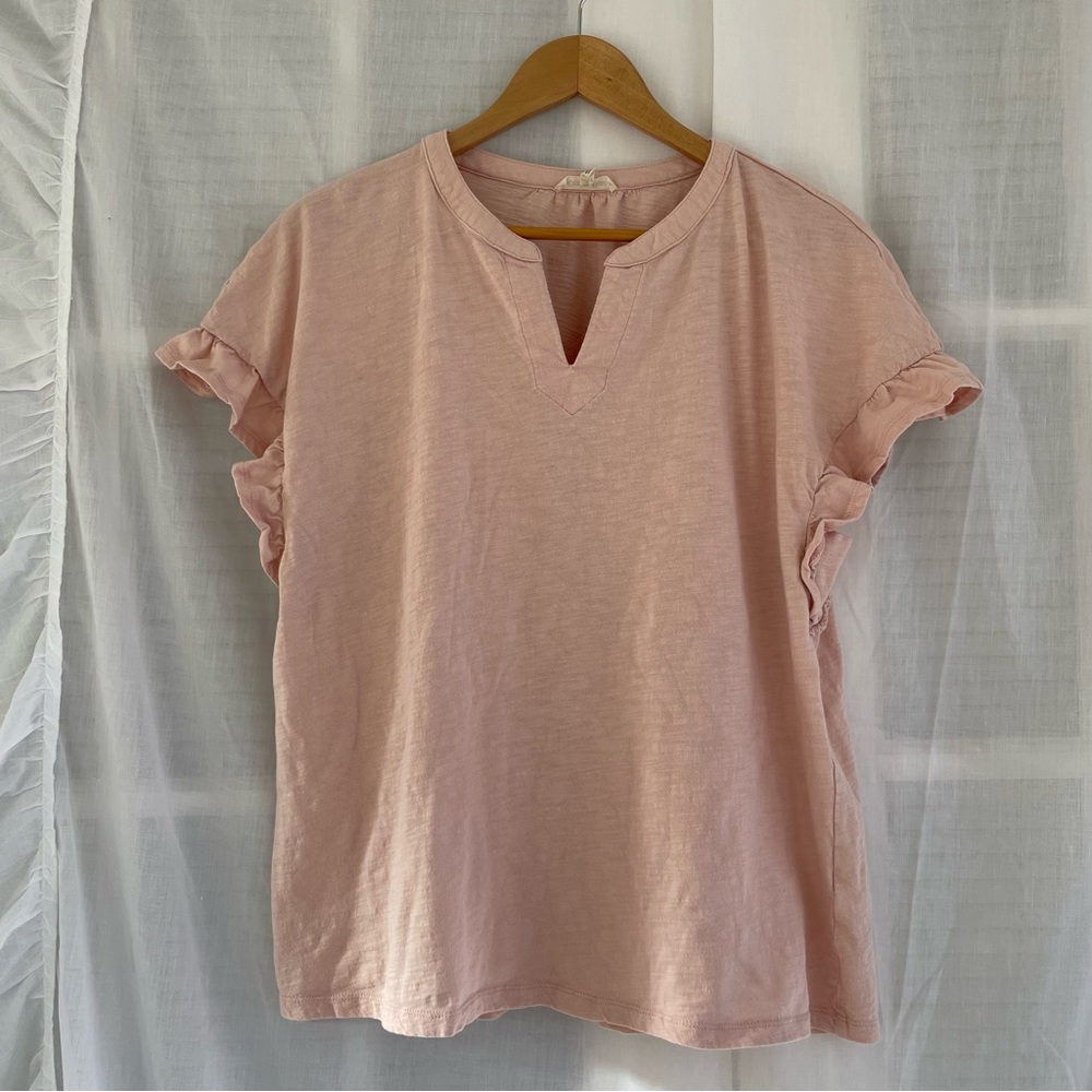 Feminine Pink Top, Ruffle Sleeves - Picture 2 of 8